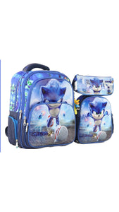 Three M School Bag Set + Lunch Bag + Pencil Case Size 16-Sonic