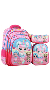 Three M School Bag Set + Lunch bag + Pencil Case Size 18 - LOL