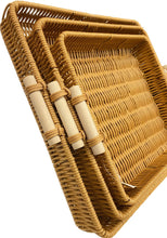 Load image into Gallery viewer, Strong Wicker Tray Set with Wooden Hand
