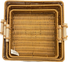 Load image into Gallery viewer, Strong Wicker Tray Set with Wooden Hand
