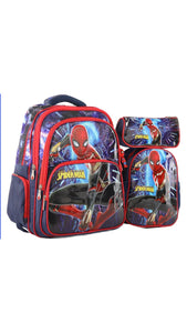 Three M School Bag Set + Lunch Bag + Pencil Case Size 16-Spiderman