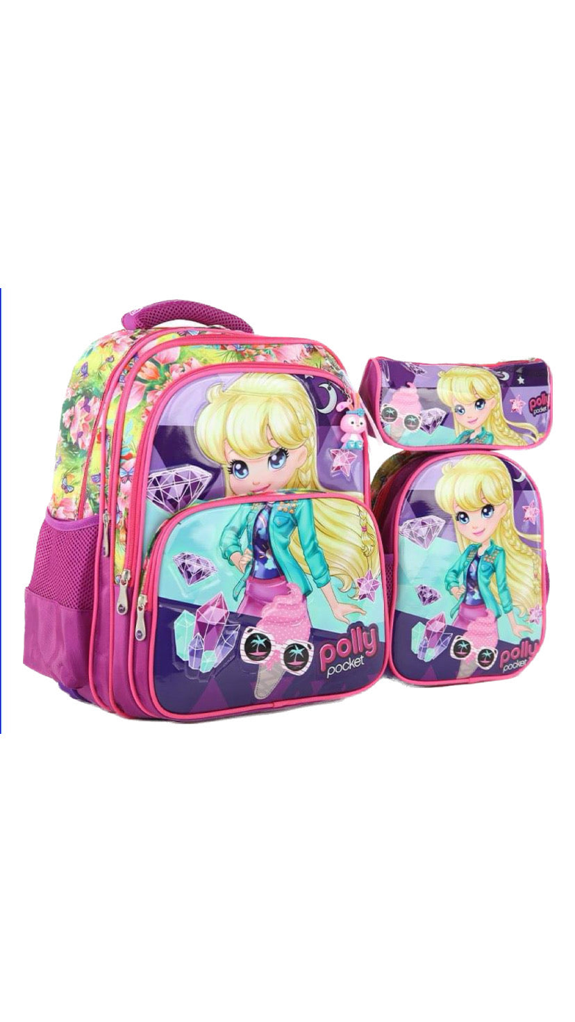 Three M School Bag Set + Lunch Bag + Pencil Case Size 16-Polly